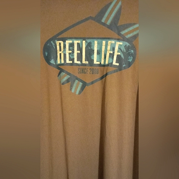 MEN'S LARGE GRAY REEL LIFE BRAND LONG SLEEVE PULLOVER FISHING SHIRT. - Picture 3 of 4